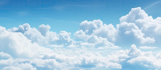 Poster - Fluffy clouds in the blue sky for background. Creative banner. Copyspace image