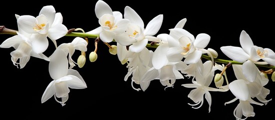 Wall Mural - dendrobium orchid the color is white there are some buds that haven t bloomed yet. Creative banner. Copyspace image