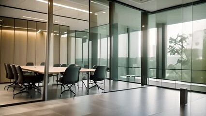 Poster - Modern Office Meeting Room With Glass Walls Generative AI