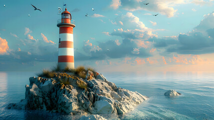 Wall Mural - A light house sitting on top of a cliff next to a body of water 