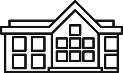 Poster - simple line drawing of a large contemporary house with multiple windows, suitable for real estate an