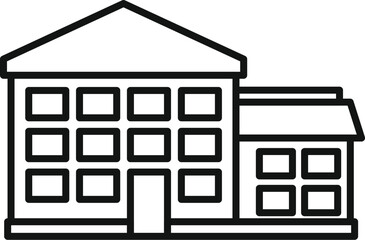 Sticker - Simple line drawing of a multi story building facade, suggesting an office or apartment building