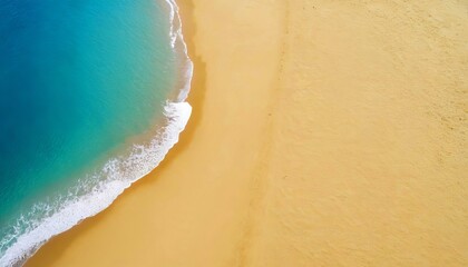 Wall Mural - Stunning views from above of the golden sandy beach and turquoise sea. An ideal place for a summer holiday, filled with peace and tranquility. travel and beach holiday concept.