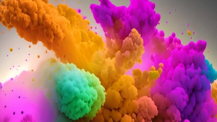 Poster - Colorful Paint Explosion on White Background Generative AI