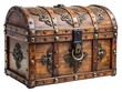 © ARVD73 - Mediaeval treasure antique vintage chest with gothic or middle ages pirate crate engravement, isolated on transparent white cut out background.