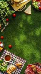 Canvas Print - A picnic table with a lot of food on it