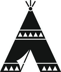 Poster - black and white icon of a wigwam representing native american culture and history