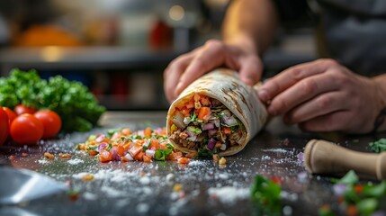 Making a Delicious Burrito with Fresh Ingredients
