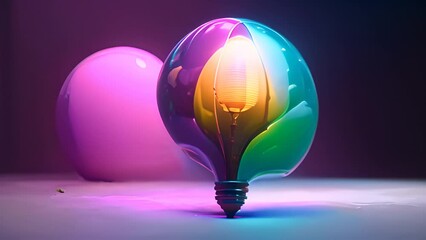 Poster - Colorful Brain Lightbulb Concept Generative AI