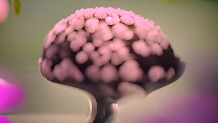 Poster - Brain Covered in Pink Flowers Generative AI