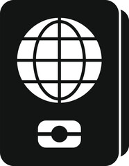 Sticker - Black and white icon of a biometric passport for international travel and immigration