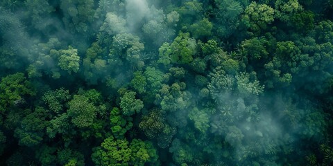 Breath-taking Aerial Photograph of the Jungle. Atmospheric Wilderness