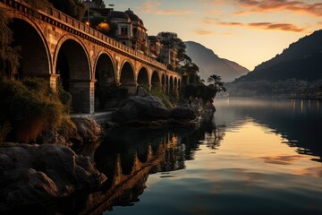 Wall Mural - Bridge of sighs in Barranco, Lima, at dusk., generative IA