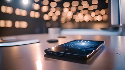 Poster - smartphone displaying security app on desk generative ai