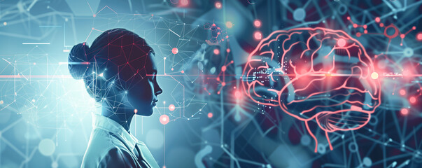 Wall Mural - Abstract background of the human brain. Futuristic medical research concept.