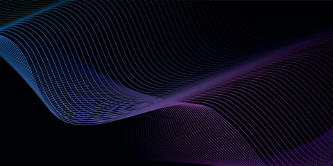 Wall Mural - Abstract blue and pink flow wavy lines Background. Digital technology wavy line. Minimal banner vector