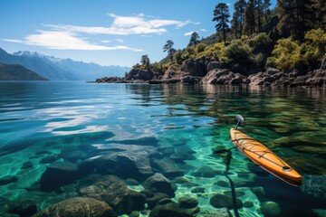 Wall Mural - Isla Victoria Lake, trails, and aquatic adventure., generative IA