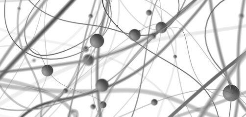 Poster - Gene lines and nodes, biological gene structure, 3d rendering.