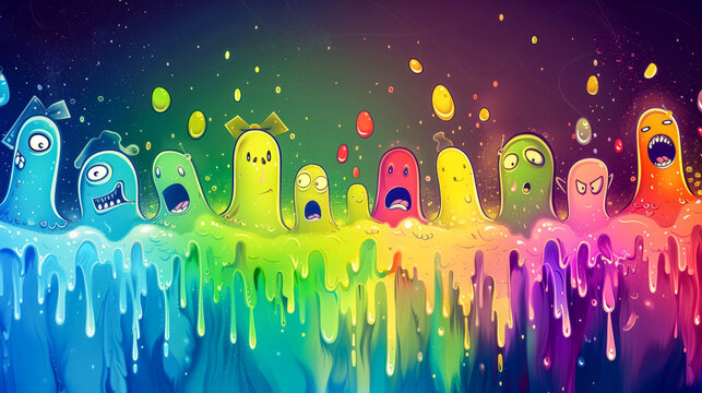 Funny backgrounds, funny illustrated faces