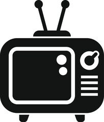 Poster - Black and white retro tv set with an antenna is standing and transmitting information