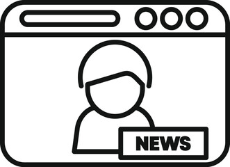 Poster - Simple outline icon representing a news anchor presenting breaking news online