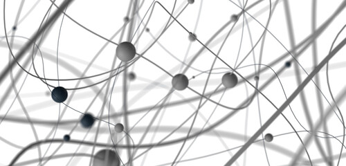 Poster - Gene lines and nodes, biological gene structure, 3d rendering.