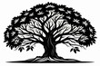 © Mr Graphics2.0 - Simple Baniyan Silhouette Black on White Background,tree, silhouette, branch, nature, leaf, vector, plant, illustration, design, season, spring, root, forest,