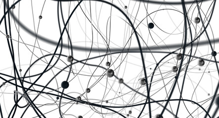 Poster - The structure of the network connection of points and lines. Data technology.