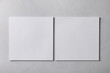 © New Africa - Blank paper sheets on grey textured background, top view. Mockup for design