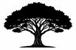 © Mr Graphics2.0 - Simple Baniyan Silhouette Black on White Background,tree, silhouette, branch, nature, leaf, vector, plant, illustration, design, season, spring, root, forest,