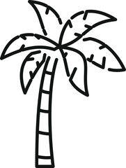 Sticker - Simple black and white line drawing of a palm tree is isolated on a white background