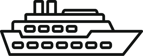 Poster - Line icon of a large passenger ship sailing on the sea, for tourism and travel concepts