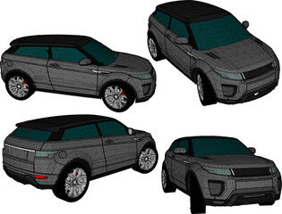 Wall Mural - Vector illustration sketch of a 4 wheel drive adventure car design for adventure in the wild