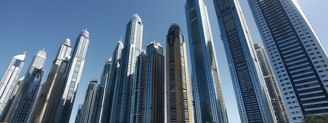 Poster - Towering Skyline Sleek and Innovative City Landscape with Unique High Rise Buildings
