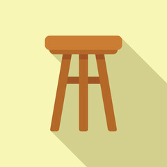 Poster - simple wooden stool with round seat standing on three legs casting a long shadow
