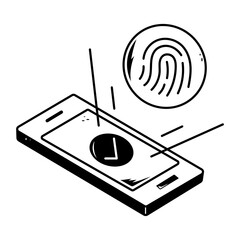 Wall Mural - Latest outline icon of biometric verification 