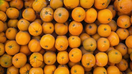 Sticker - Oranges stacked in a mound at the fruit market