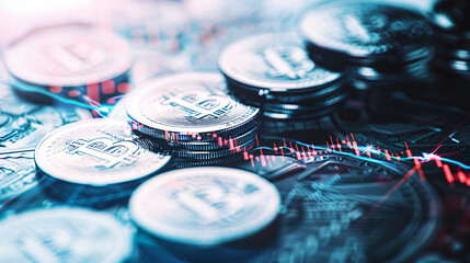 Poster - Representing the decentralized global digital currency based on blockchain technology and showing the risks and possibilities of investing