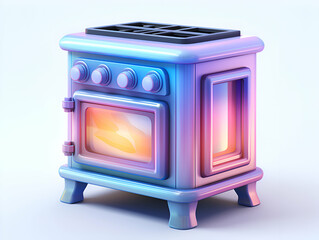 3D  of a blue electric stove on a white background