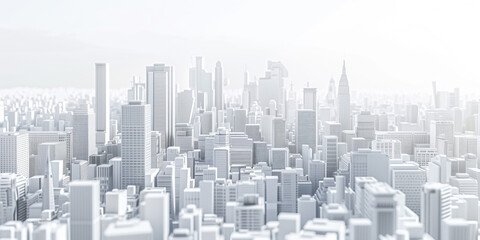 Poster - Birds Eye view of a modern city. Urban concept. White clay 3D rendering. Created with Generative AI technology.