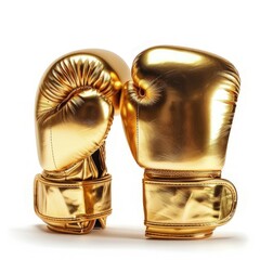 Wall Mural - golden boxing gloves isolated on white background