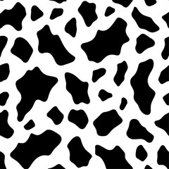 Sticker - cow skin texture seamless pattern, vector ready for design, black and white skin