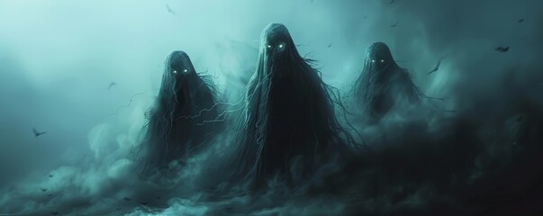 Wall Mural - eerie shadows: abstract spooky background for halloween & horror displays