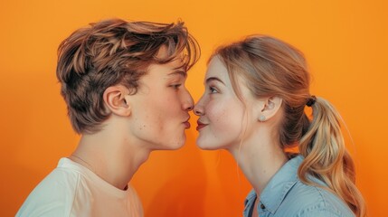 Canvas Print - A couple about to kiss