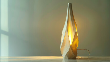 Wall Mural - A modern geometric lamp emitting a soft warm light.