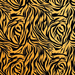 Wall Mural - tiger skin texture seamless pattern, vector ready for design, black and yellow skin