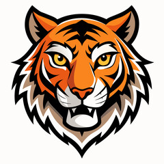 Wall Mural - Angry Tiger Mascot, Isolated vector logo illustration | wild animal tiger head face mascot design vector illustration, logo template isolated on white background