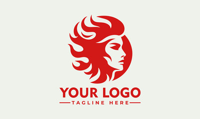 Wall Mural - Woman Flame Vector Logo Symbolize Power, Transformation, and Inspiration: Majestic Woman Flame Vector Logo Embrace the Fiery Spirit with the Enchanting Woman Flame