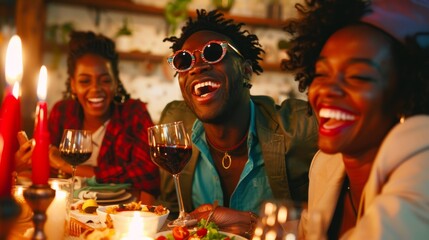 Canvas Print - The Friends Enjoying Dinner