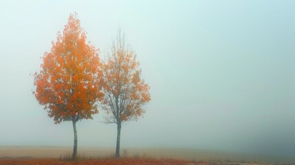 Poster - Foggy Autumn Trees